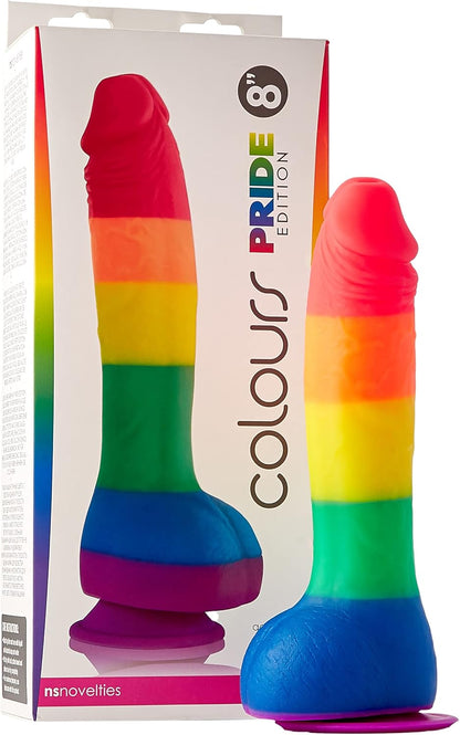 Colours Pride Edition Realistic Silicone Dildo With Balls Multicolor 8 Inch