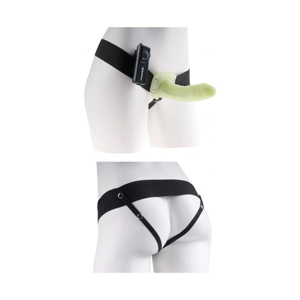 Fetish Fantasy Series – For Him Or Her Vibrating Hollow Strap-On – Glow In The Dark / Black